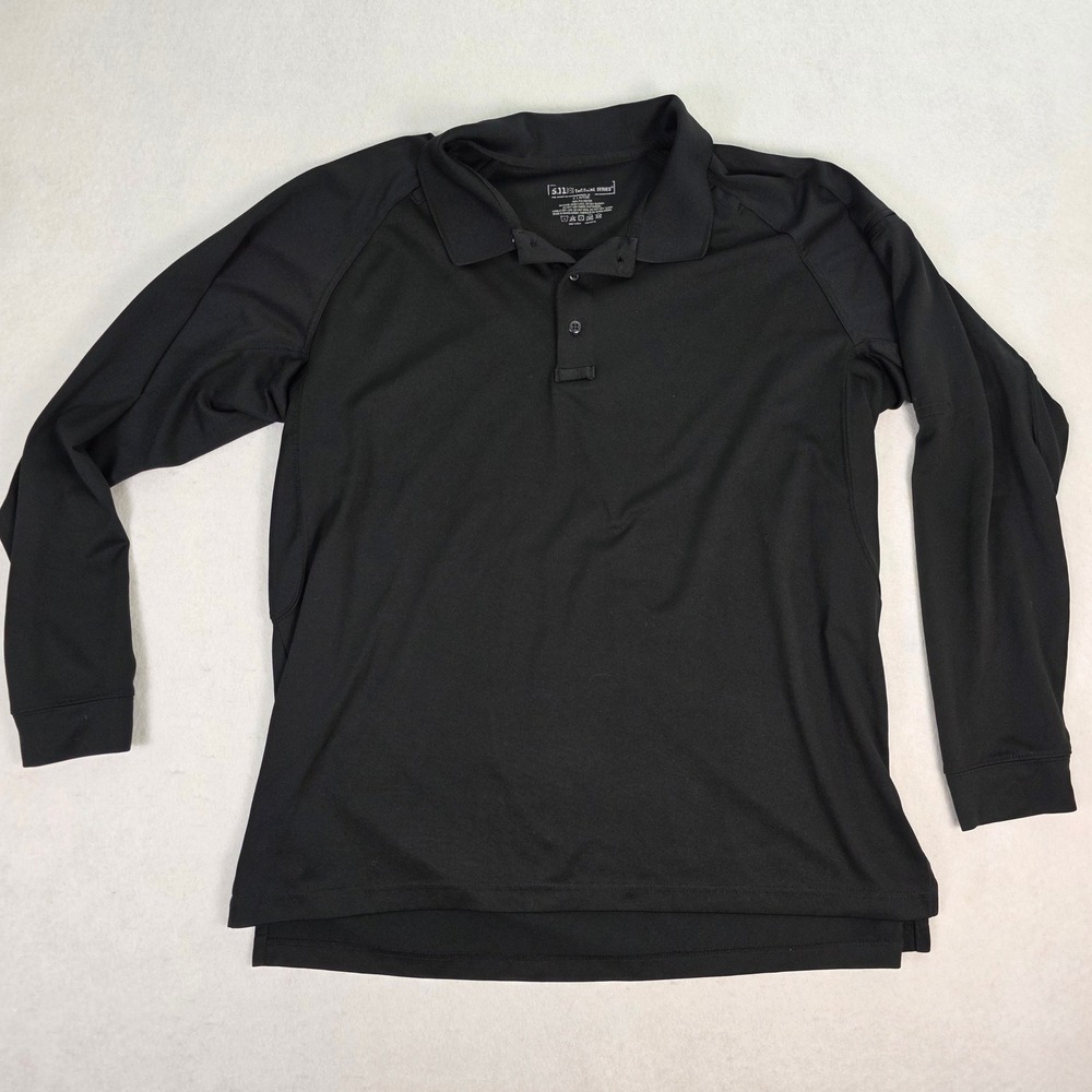 5.11 Tactical Series Mens XL Long Sleeve Polo Shirt Black Performance‎ 100% Poly